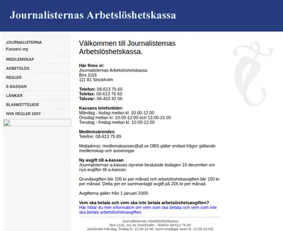 http://journalisternas-akassa.se/ startsida 2009