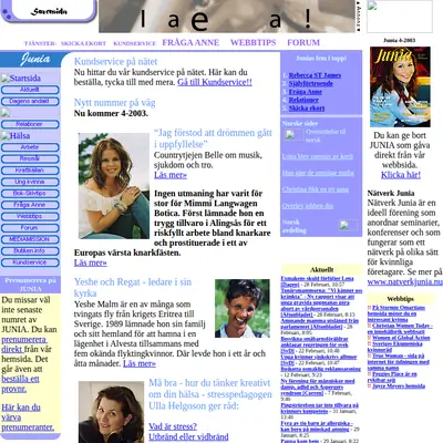Junia startsida 2003
