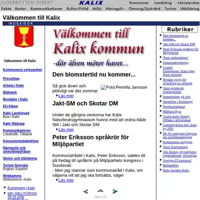 KALIX BLADET startsida 2002