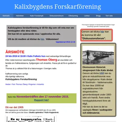 Kalixforskar Nytt startsida 2015