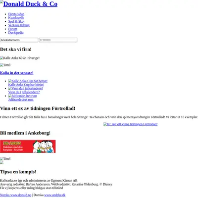 www.kalleanka.se startsida 2008