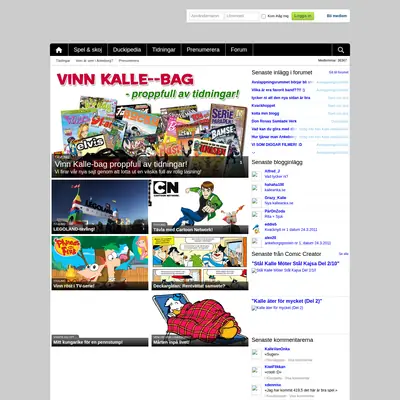 www.kalleanka.se startsida 2011