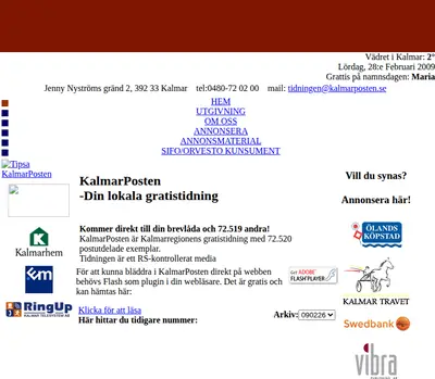 www.kalmarposten.se startsida 2009