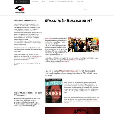Kanal Global startsida 2016