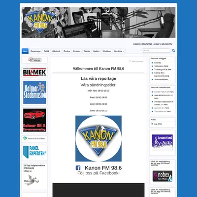 Kanon FM 98,6 startsida 2016