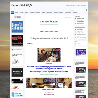 Kanon FM 98,6 startsida 2018