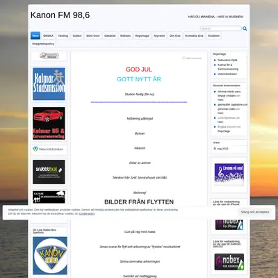 Kanon FM 98,6 startsida 2019