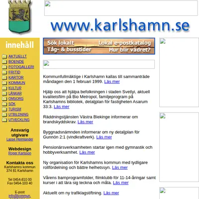 www.karlshamn.se startsida 1999