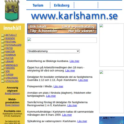www.karlshamn.se startsida 2000