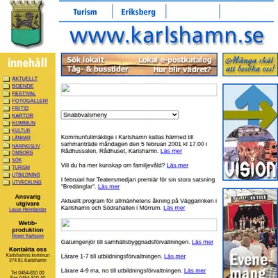 www.karlshamn.se startsida 2001