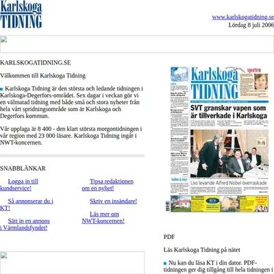 www.karlskogatidning.se startsida 2006