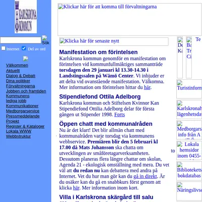 Karlskrona Nu startsida 1998