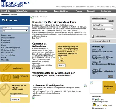 Karlskrona Nu startsida 2004