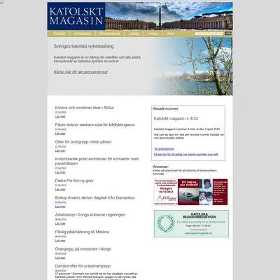 KATOLSKT MAGASIN startsida 2010