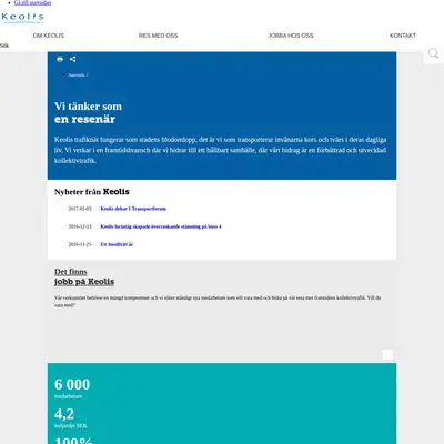 Vi på Keolis startsida 2017