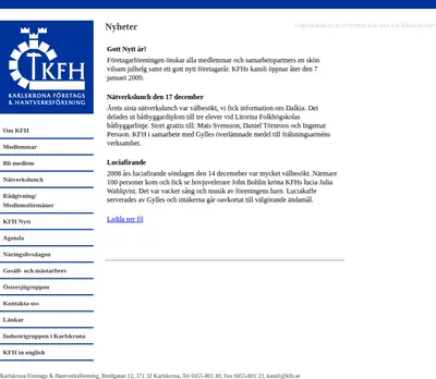 KFH-Nytt startsida 2009