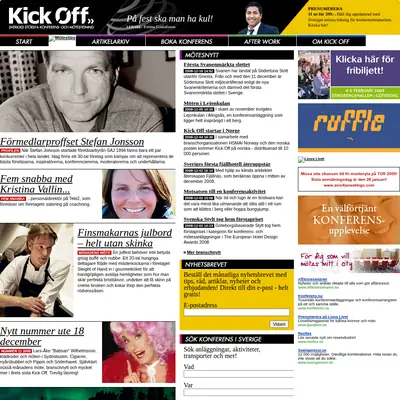 Kick Off startsida 2008