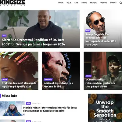 King Size startsida 2024