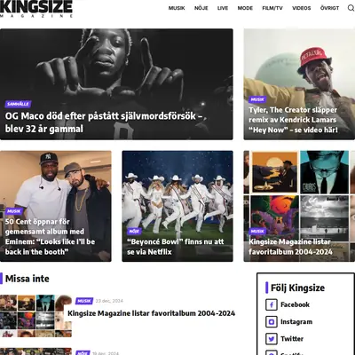 King Size startsida 2025