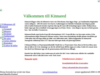Kinnareds Nyhetsbrev startsida 2008