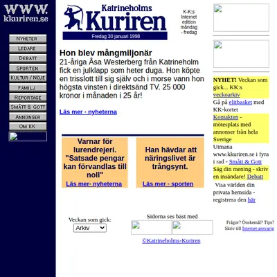 kkuriren.se startsida 1998