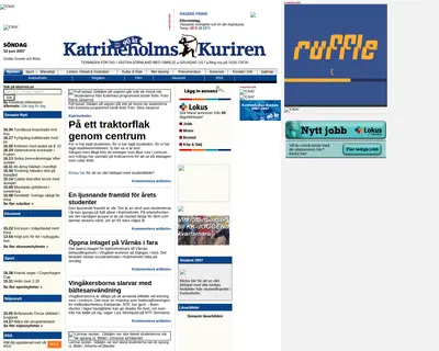 kkuriren.se startsida 2007