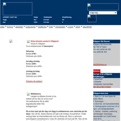 klappen.se startsida 2001