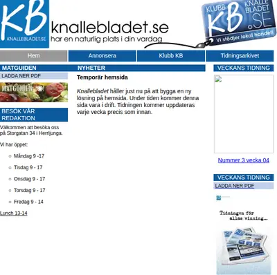 Knalle-Bladet startsida 2016