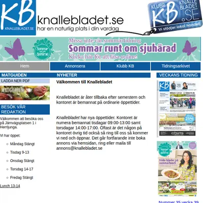 Knalle-Bladet startsida 2018