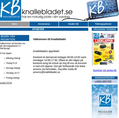 Knalle-Bladet startsida 2019