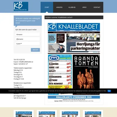 Knalle-Bladet startsida 2020