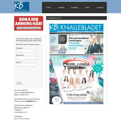 Knalle-Bladet startsida 2022