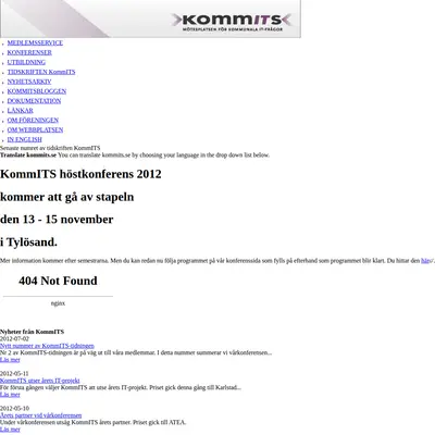Komm ITS startsida 2012