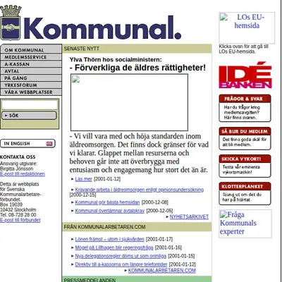kommunal.se startsida 2001