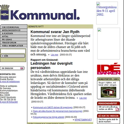 kommunal.se startsida 2002