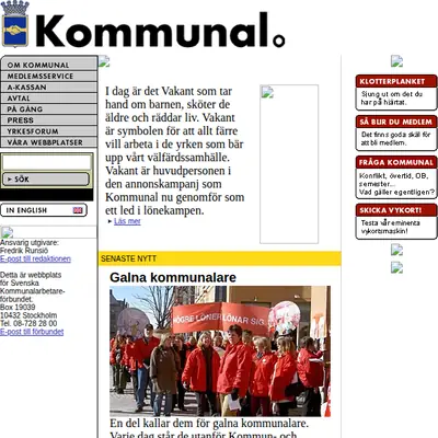 kommunal.se startsida 2003