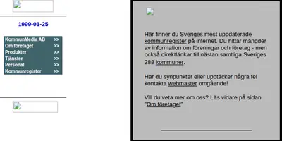 KOMMUNMEDIA startsida 1999