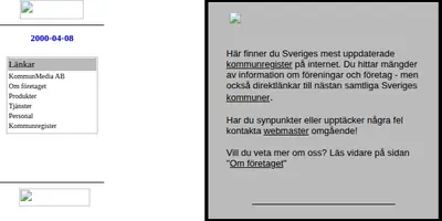 KOMMUNMEDIA startsida 2000