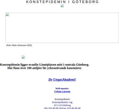 Konstepidemin startsida 2004