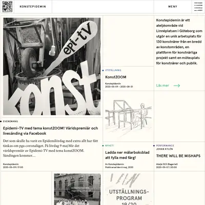Konstepidemin startsida 2020