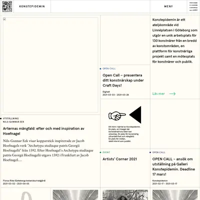 Konstepidemin startsida 2021