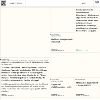 Konstepidemin startsida 2022