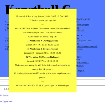 Konsthall C konsthallc.se startsida 2016