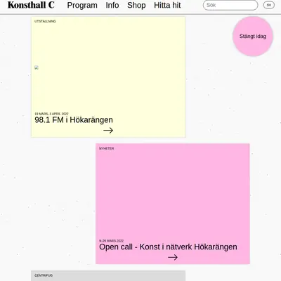 Konsthall C konsthallc.se startsida 2022