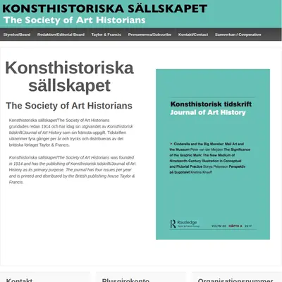 Konsthistorisk Tidskrift startsida 2017