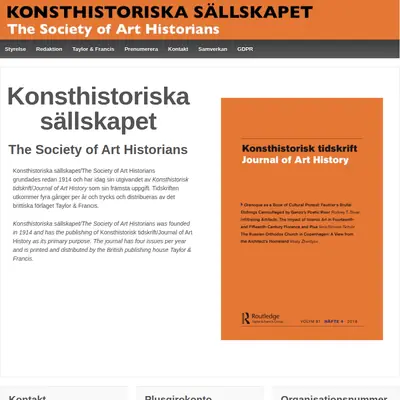 Konsthistorisk Tidskrift startsida 2019