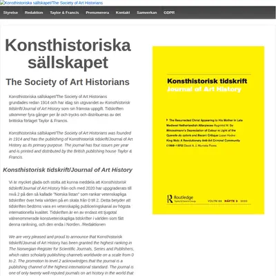 Konsthistorisk Tidskrift startsida 2021