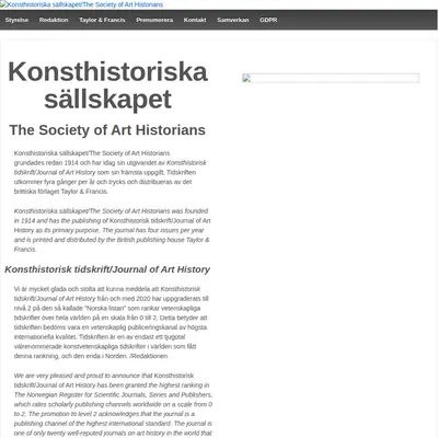 Konsthistorisk Tidskrift startsida 2022