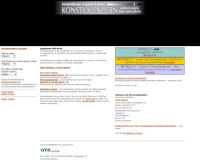 https://www.konstkalendern.se startsida 1999