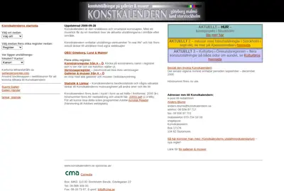 https://www.konstkalendern.se startsida 2000
